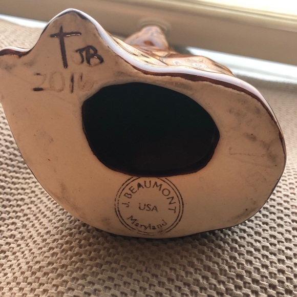 J BEAUMONT BROWN GLAZED CAT FIGURE,signed,maryland - Picture 3 of 6